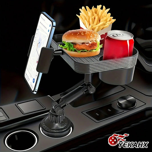 TAIMASI Universal 360° Adjustable Car Cup Holder – Large Food Tray & Drink Rack, Compact And Easy To Install, Quick Access For Small Cars, Ideal Birthday Halloween Christmas Holiday Gift