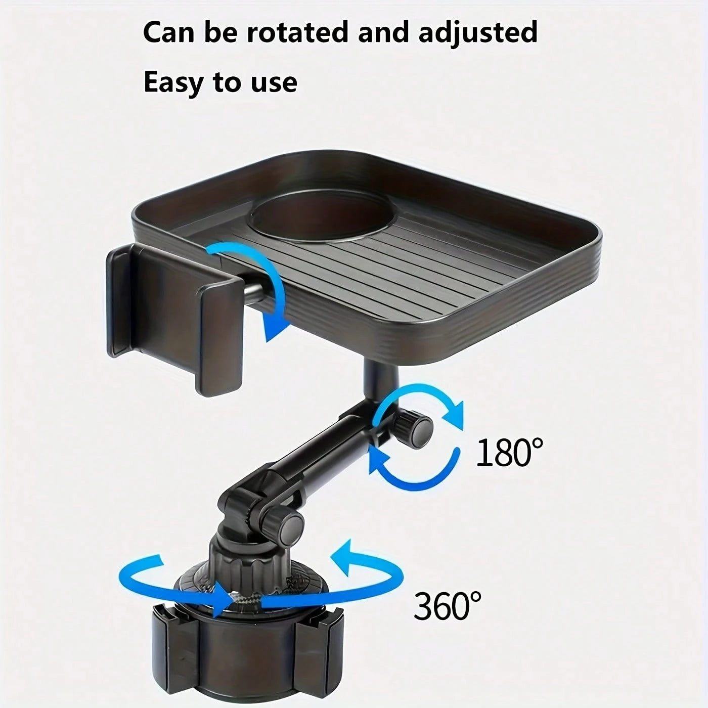TAIMASI Universal 360° Adjustable Car Cup Holder – Large Food Tray & Drink Rack, Compact And Easy To Install, Quick Access For Small Cars, Ideal Birthday Halloween Christmas Holiday Gift