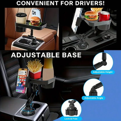 TAIMASI Universal 360° Adjustable Car Cup Holder – Large Food Tray & Drink Rack, Compact And Easy To Install, Quick Access For Small Cars, Ideal Birthday Halloween Christmas Holiday Gift
