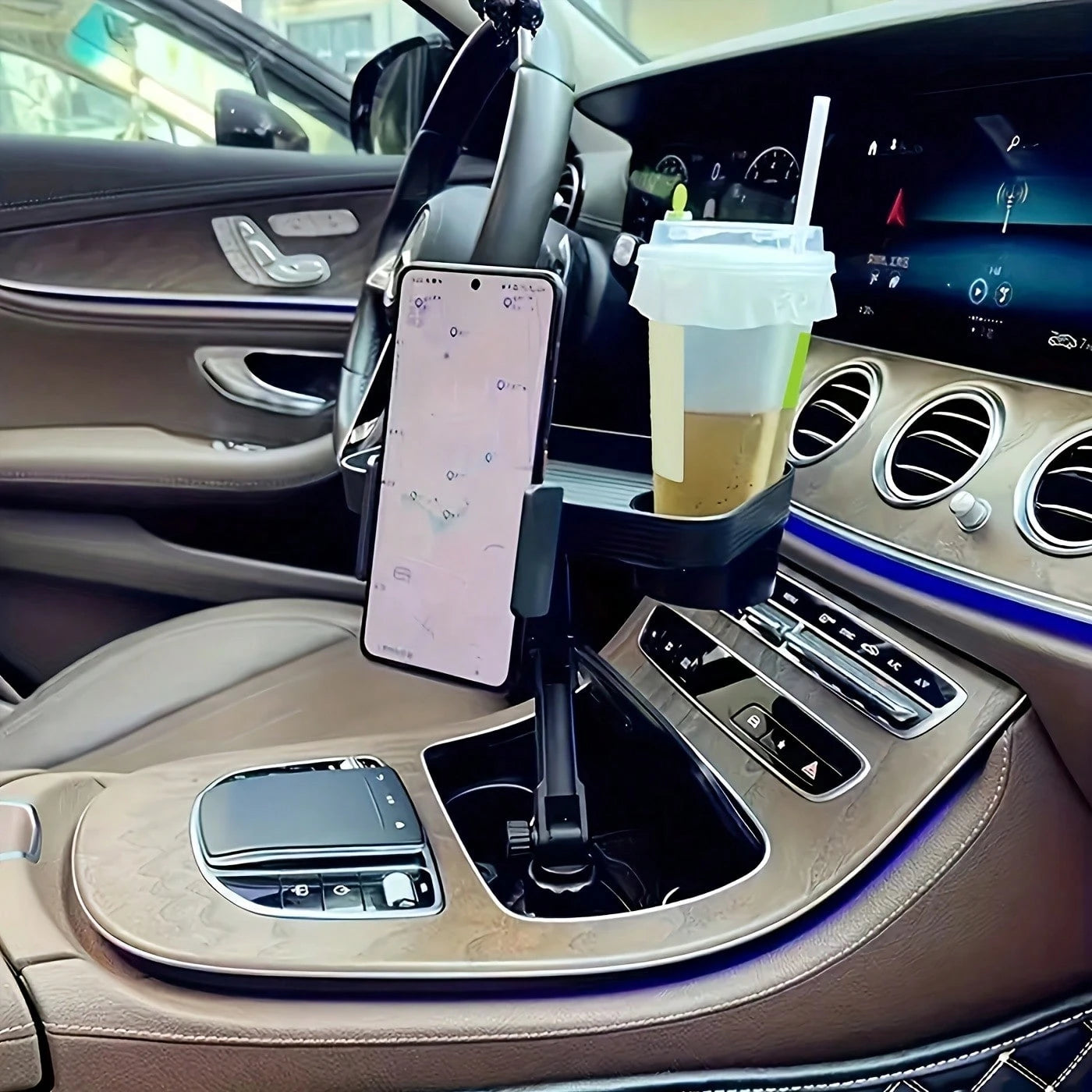 TAIMASI Universal 360° Adjustable Car Cup Holder – Large Food Tray & Drink Rack, Compact And Easy To Install, Quick Access For Small Cars, Ideal Birthday Halloween Christmas Holiday Gift