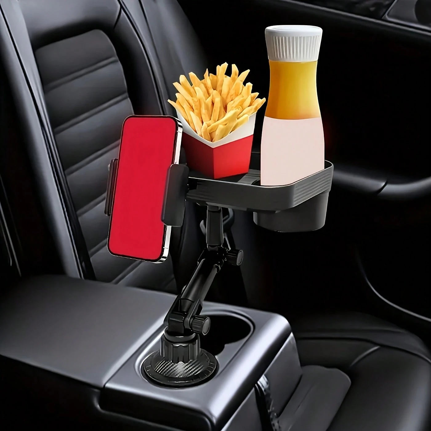 TAIMASI Universal 360° Adjustable Car Cup Holder – Large Food Tray & Drink Rack, Compact And Easy To Install, Quick Access For Small Cars, Ideal Birthday Halloween Christmas Holiday Gift