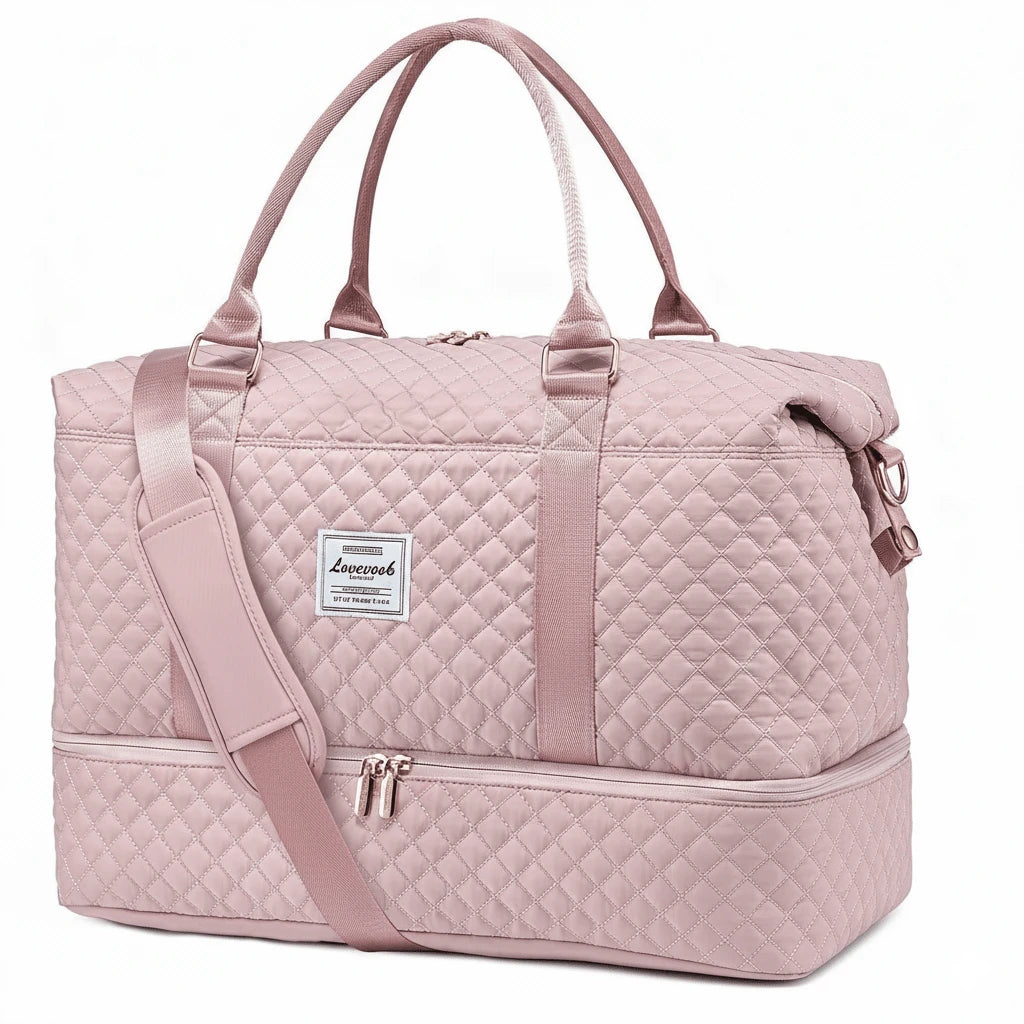 TD Travel Duffel Bag, Women's Weekend Travel Bag (With Shoe Compartment), Carry-On Overnight Bag, Gym Duffel Bag (With Waterproof Bag), Maternity Bag. Important!!! (Toiletries Bag Not Included) Pink