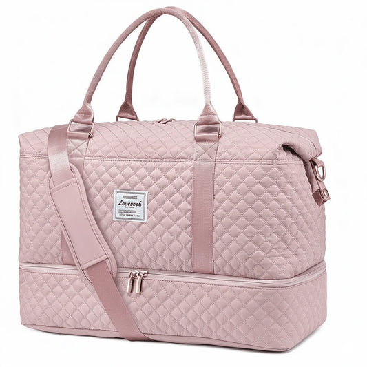 TD Travel Duffel Bag, Women's Weekend Travel Bag (With Shoe Compartment), Carry-On Overnight Bag, Gym Duffel Bag (With Waterproof Bag), Maternity Bag. Important!!! (Toiletries Bag Not Included) Pink