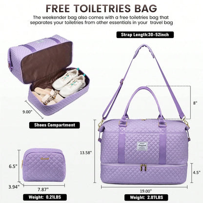 TD Travel Duffel Bag, Women's Weekend Travel Bag (With Shoe Compartment), Carry-On Overnight Bag, Gym Duffel Bag (With Waterproof Bag), Maternity Bag. Important!!! (Toiletries Bag Not Included) Pink