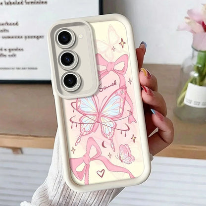 The Minimalist Butterfly And Bow Pattern Design Step Shell Is Suitable For GALAXY S26, S25, S23, S24, S22, And S21 Ultra/Plus/FE Fashionable And Lightweight All-In-One Phone Cases.