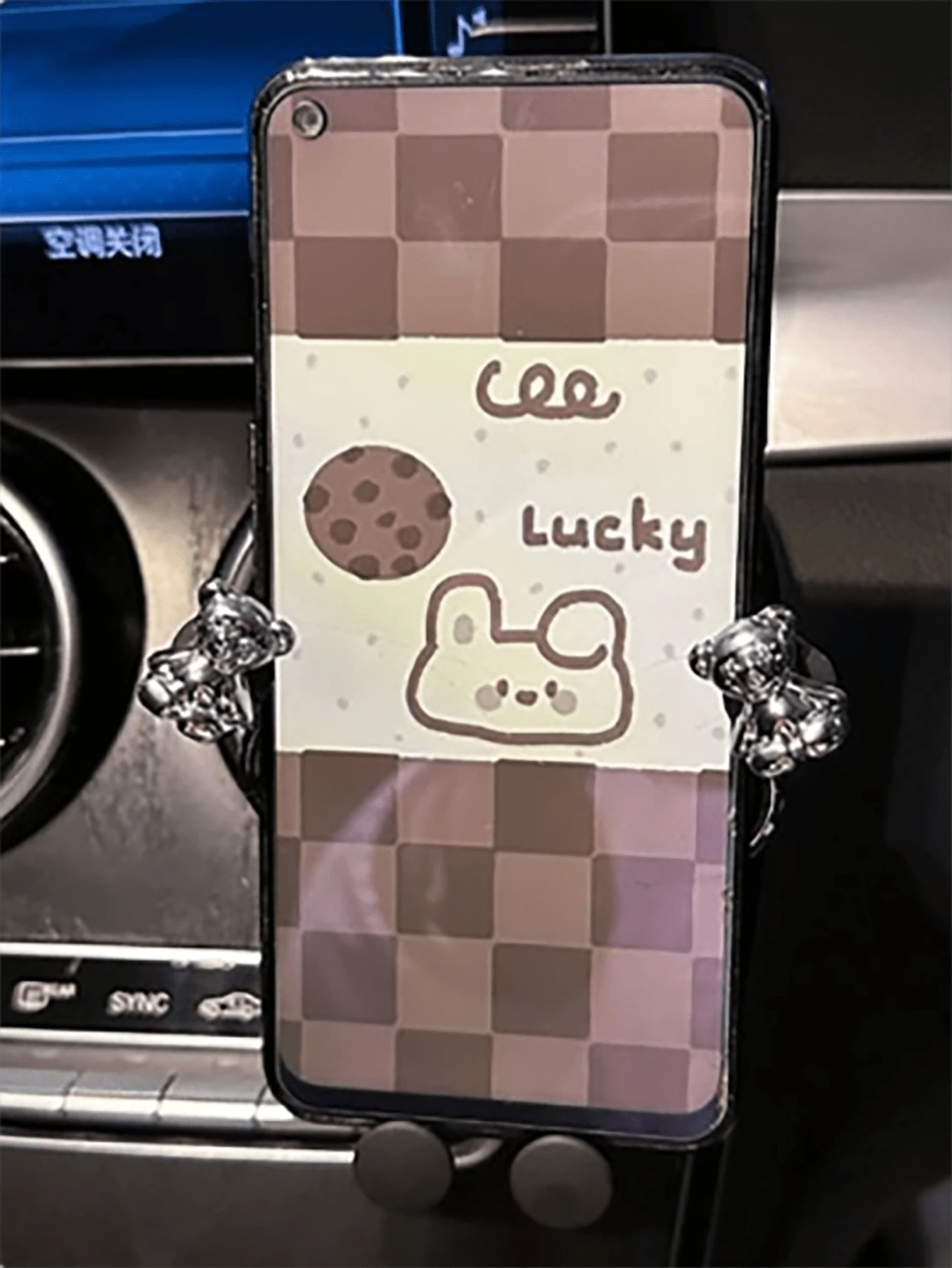 The New Car Phone Holder With A Cute Heart-Shaped Cartoon Design Is A Car Air Vent Navigation Support Bracket For Car Interior Decoration,Upgraded Silver PVC Dashboard Air Vent Mount For Women, Simple