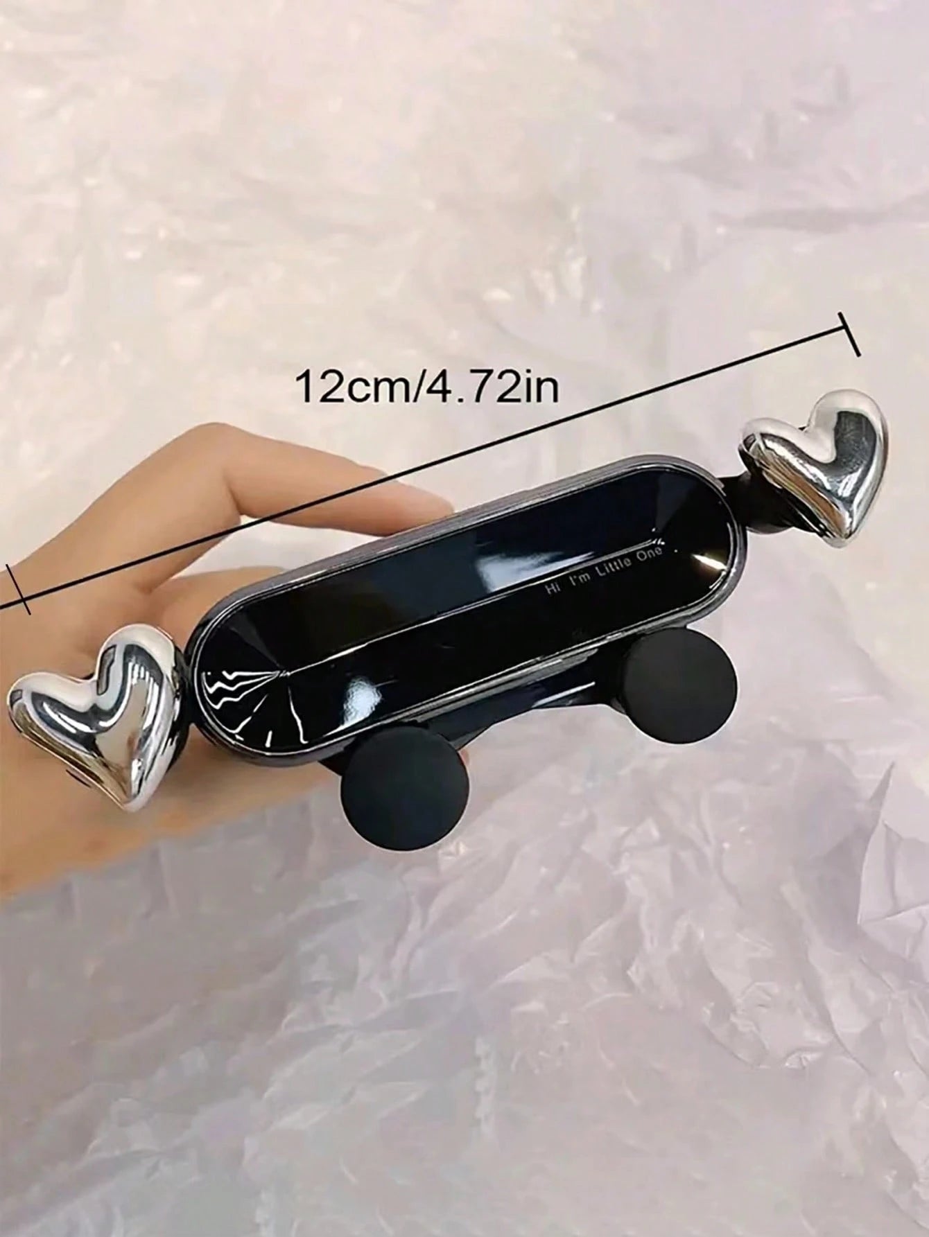 The New Car Phone Holder With A Cute Heart-Shaped Cartoon Design Is A Car Air Vent Navigation Support Bracket For Car Interior Decoration,Upgraded Silver PVC Dashboard Air Vent Mount For Women, Simple