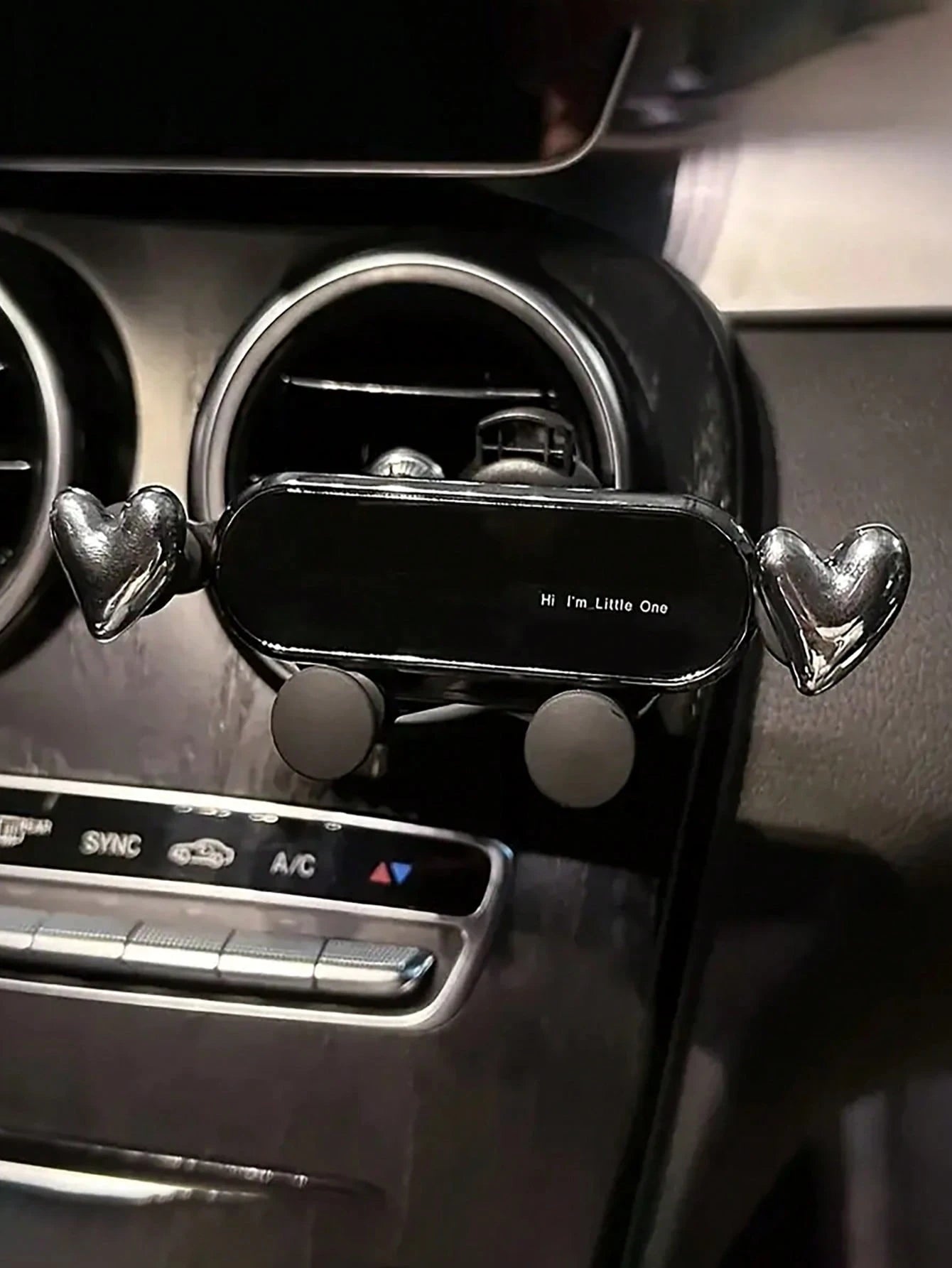 The New Car Phone Holder With A Cute Heart-Shaped Cartoon Design Is A Car Air Vent Navigation Support Bracket For Car Interior Decoration,Upgraded Silver PVC Dashboard Air Vent Mount For Women, Simple