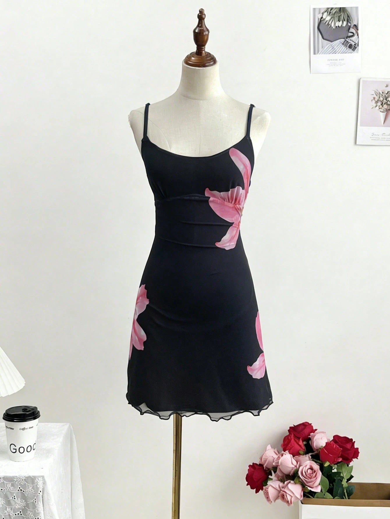 There Are Beachwear Floral Fitted Dress, Camisole Slip Dress, Party Mini Dress, Vacation Dress, Floral Fitted Camisole Slip Dress