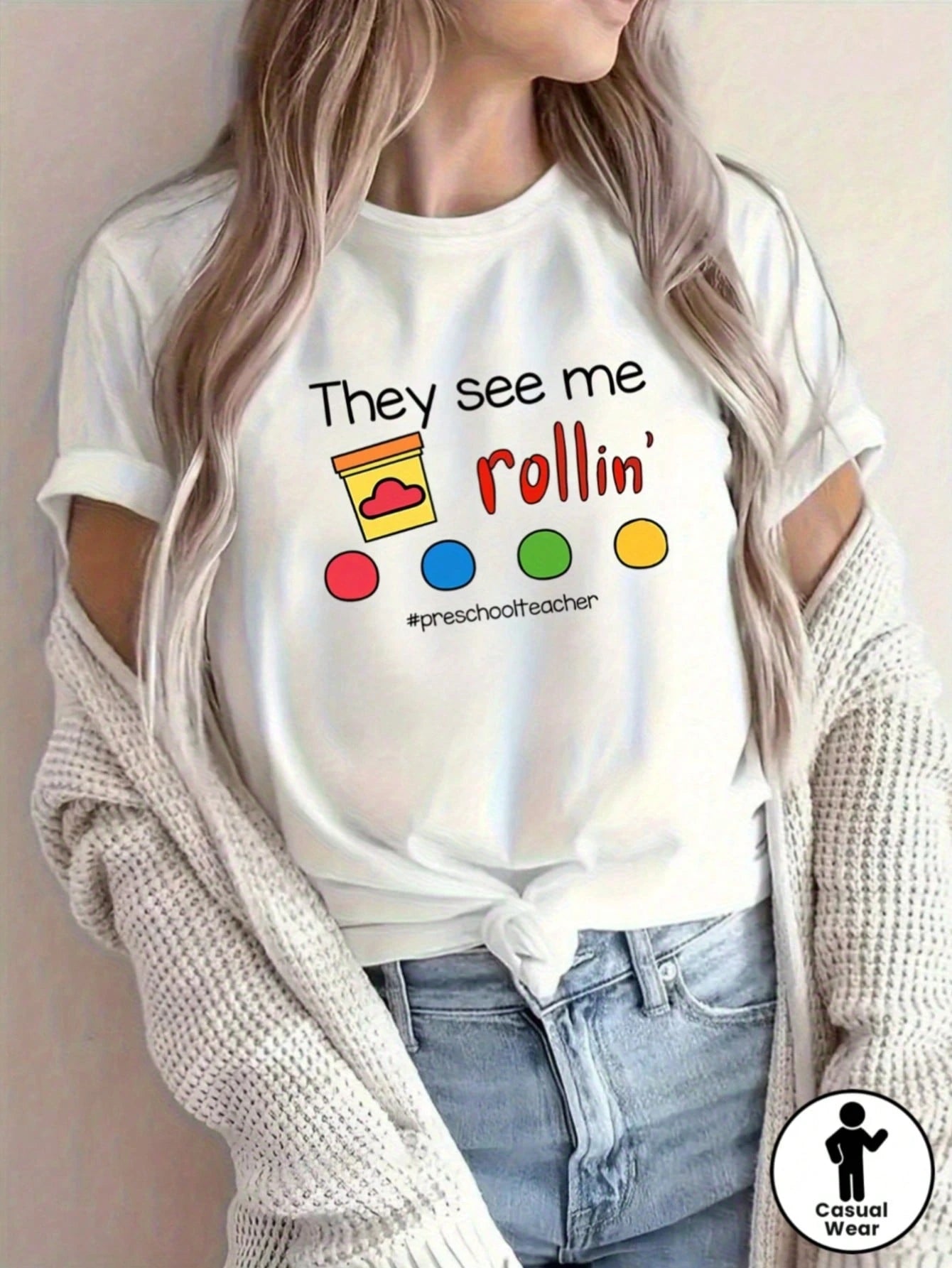 They See Me Rollin Preschool Teacher Playdough Graphic Tee Cute Funny Educator Gift Cotton Summer Casual Top Aesthetic