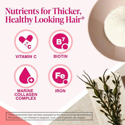 [Thicker Hair Growth] 180 Tablets Hair Growth Supplements For Women- 3 Month Supply, With Proprietary Collagen Complex For Thicker, Fuller Hair