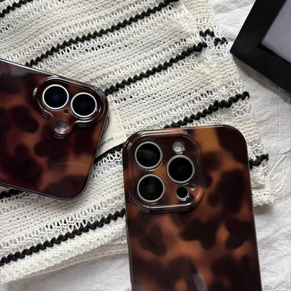 Thin & Super Soft European/Korean/Middle Eastern Style Fashion Leopard Print Amber Gradient Tie Dye Phone Case Compatible With IPhone 17 Pro Max/17 Air/16 Pro Max/15 Pro Max/14 Pro/13 Pro/12/11 Person