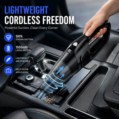 This Car Vacuum Cleaner Boasts A Powerful 5000Pa Suction, Making It A Versatile Handheld Cordless Vacuum Cleaner. It Features USB Charging, Long Battery Life, And Is Suitable For Use In Cars, Homes, A