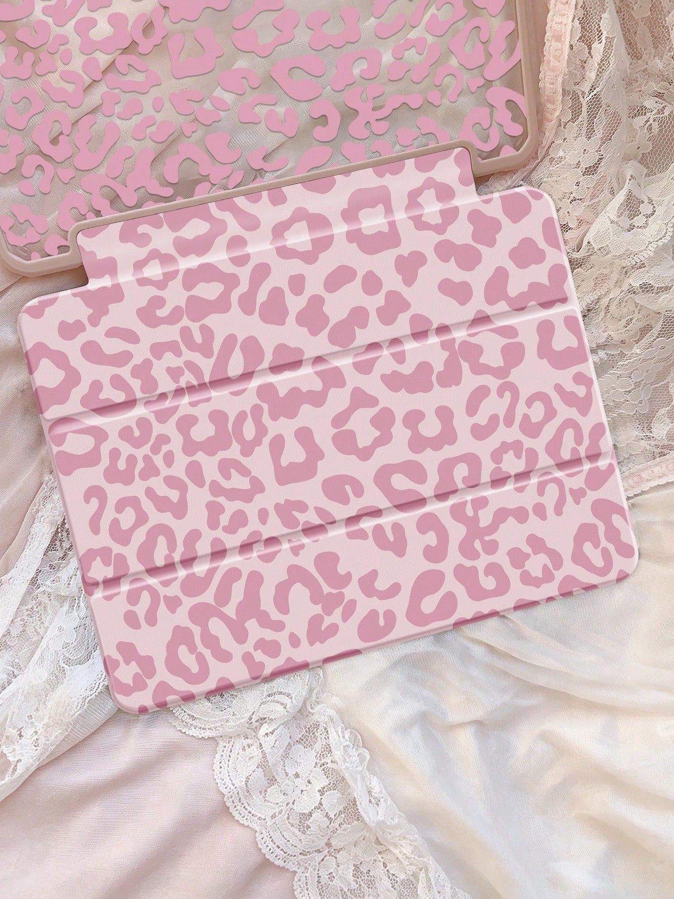 This Exquisite And Cute Pink Leopard Print Double-Sided Painted Acrylic Transparent Crystal Back Cover Has Shock-Absorbing Function, Suitable For 7th, 8th (10.2 Inch) And 10th Generation. It Has A Bu