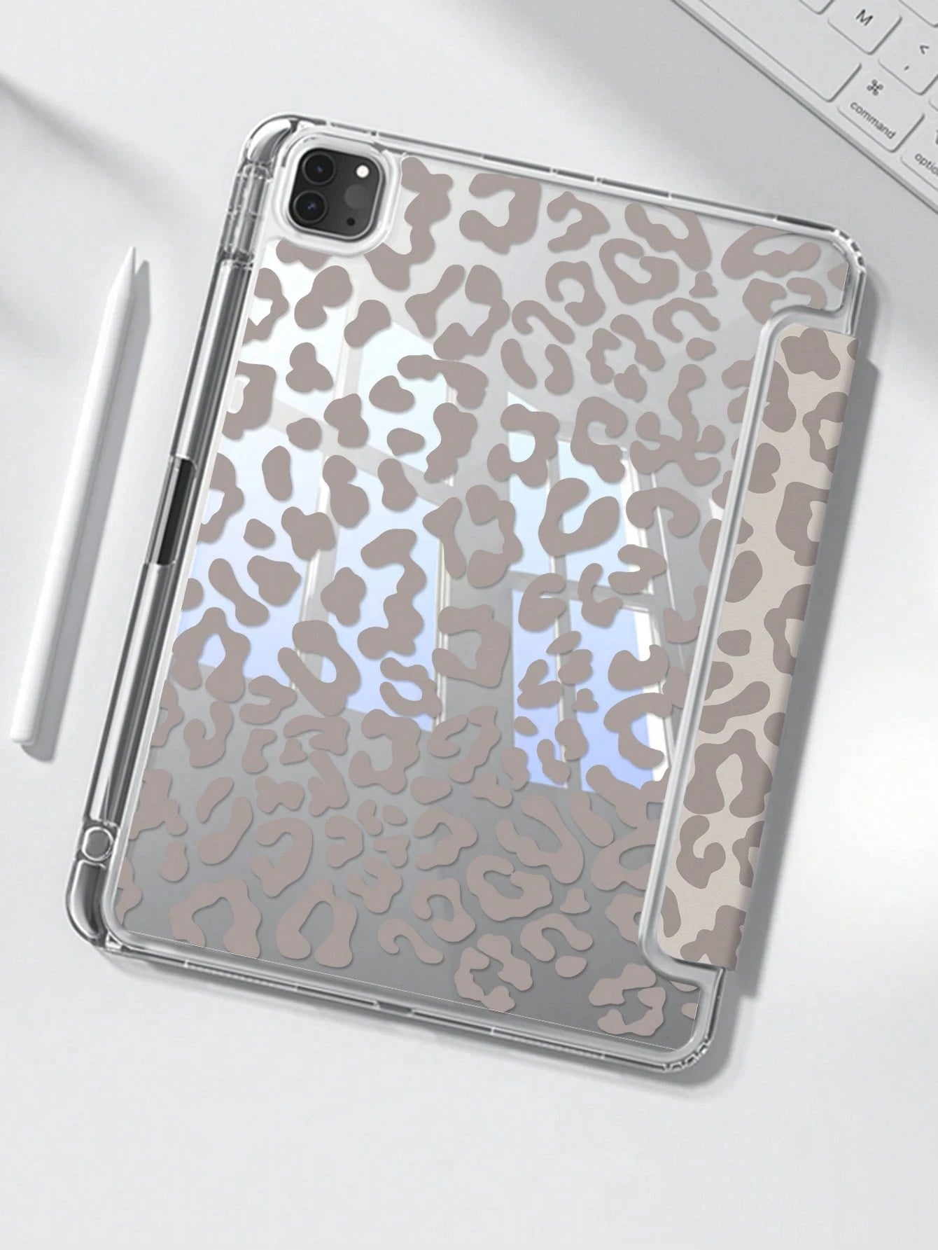 This Exquisite And Cute Pink Leopard Print Double-Sided Painted Acrylic Transparent Crystal Back Cover Has Shock-Absorbing Function, Suitable For 7th, 8th (10.2 Inch) And 10th Generation. It Has A Bu