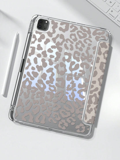 This Exquisite And Cute Pink Leopard Print Double-Sided Painted Acrylic Transparent Crystal Back Cover Has Shock-Absorbing Function, Suitable For 7th, 8th (10.2 Inch) And 10th Generation. It Has A Bu