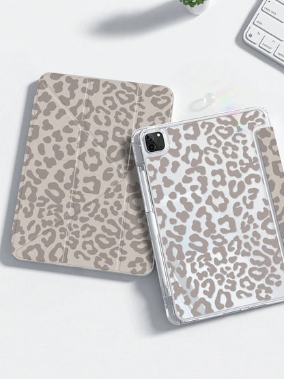 This Exquisite And Cute Pink Leopard Print Double-Sided Painted Acrylic Transparent Crystal Back Cover Has Shock-Absorbing Function, Suitable For 7th, 8th (10.2 Inch) And 10th Generation. It Has A Bu