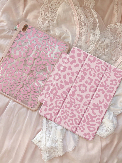 This Exquisite And Cute Pink Leopard Print Double-Sided Painted Acrylic Transparent Crystal Back Cover Has Shock-Absorbing Function, Suitable For 7th, 8th (10.2 Inch) And 10th Generation. It Has A Bu