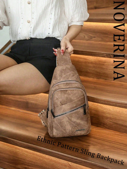 This Fashionable And Classic Versatile Solid Color Retro PU Waterproof Multi-Layer Crossbody Bag Features Edge Pocket Design,External Earphone Hole