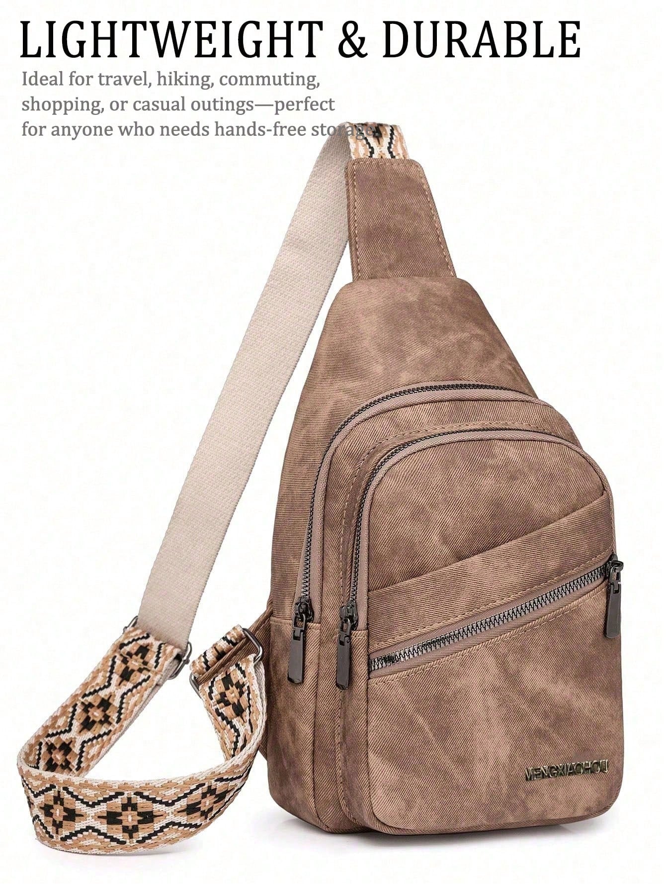 This Fashionable And Classic Versatile Solid Color Retro PU Waterproof Multi-Layer Crossbody Bag Features Edge Pocket Design,External Earphone Hole