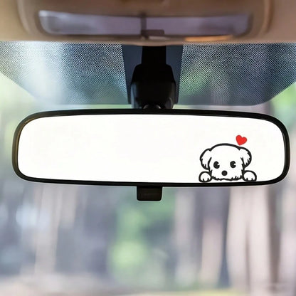 Tiny Cute Dog Silhouette Rear‑View Mirror Sticker, Pet‑Lover Themed Mini Vinyl Decal, Girly Simple Line‑Art Car Interior Accessory