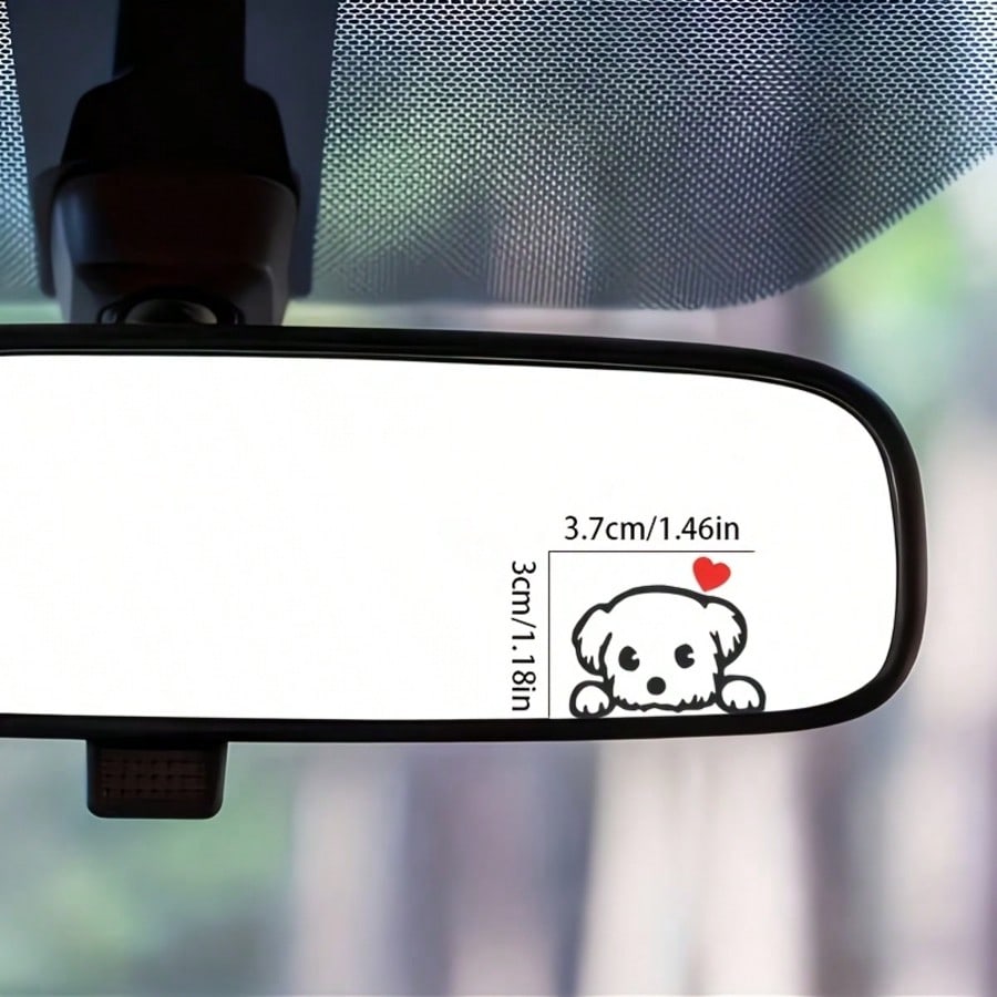 Tiny Cute Dog Silhouette Rear‑View Mirror Sticker, Pet‑Lover Themed Mini Vinyl Decal, Girly Simple Line‑Art Car Interior Accessory