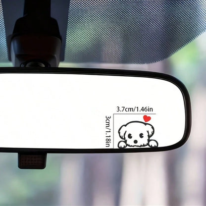 Tiny Cute Dog Silhouette Rear‑View Mirror Sticker, Pet‑Lover Themed Mini Vinyl Decal, Girly Simple Line‑Art Car Interior Accessory