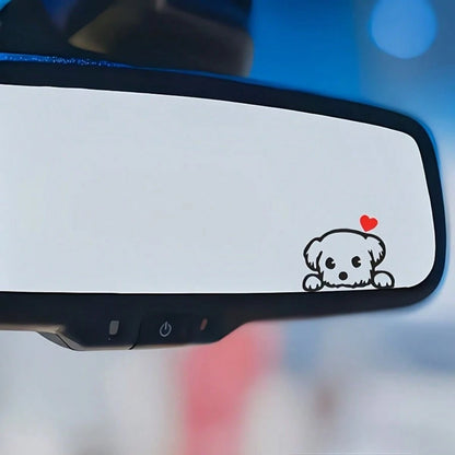 Tiny Cute Dog Silhouette Rear‑View Mirror Sticker, Pet‑Lover Themed Mini Vinyl Decal, Girly Simple Line‑Art Car Interior Accessory