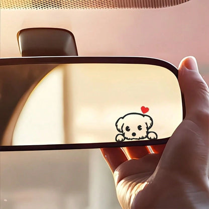 Tiny Cute Dog Silhouette Rear‑View Mirror Sticker, Pet‑Lover Themed Mini Vinyl Decal, Girly Simple Line‑Art Car Interior Accessory