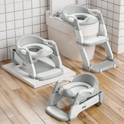 Toddler Potty Training Seat 3-In-1 Foldable Potty Training Toilet With Step Stool Adjustable Potty Chair With Urinals