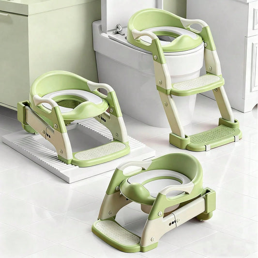 Toddler Potty Training Seat 3-In-1 Foldable Potty Training Toilet With Step Stool Adjustable Potty Chair With Urinals