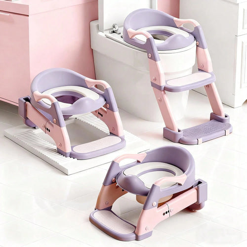 Toddler Potty Training Seat 3-In-1 Foldable Potty Training Toilet With Step Stool Adjustable Potty Chair With Urinals