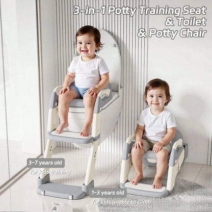 Toddler Potty Training Seat 3-In-1 Foldable Potty Training Toilet With Step Stool Adjustable Potty Chair With Urinals