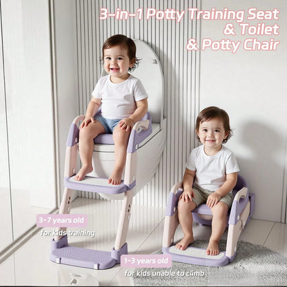 Toddler Potty Training Seat 3-In-1 Foldable Potty Training Toilet With Step Stool Adjustable Potty Chair With Urinals