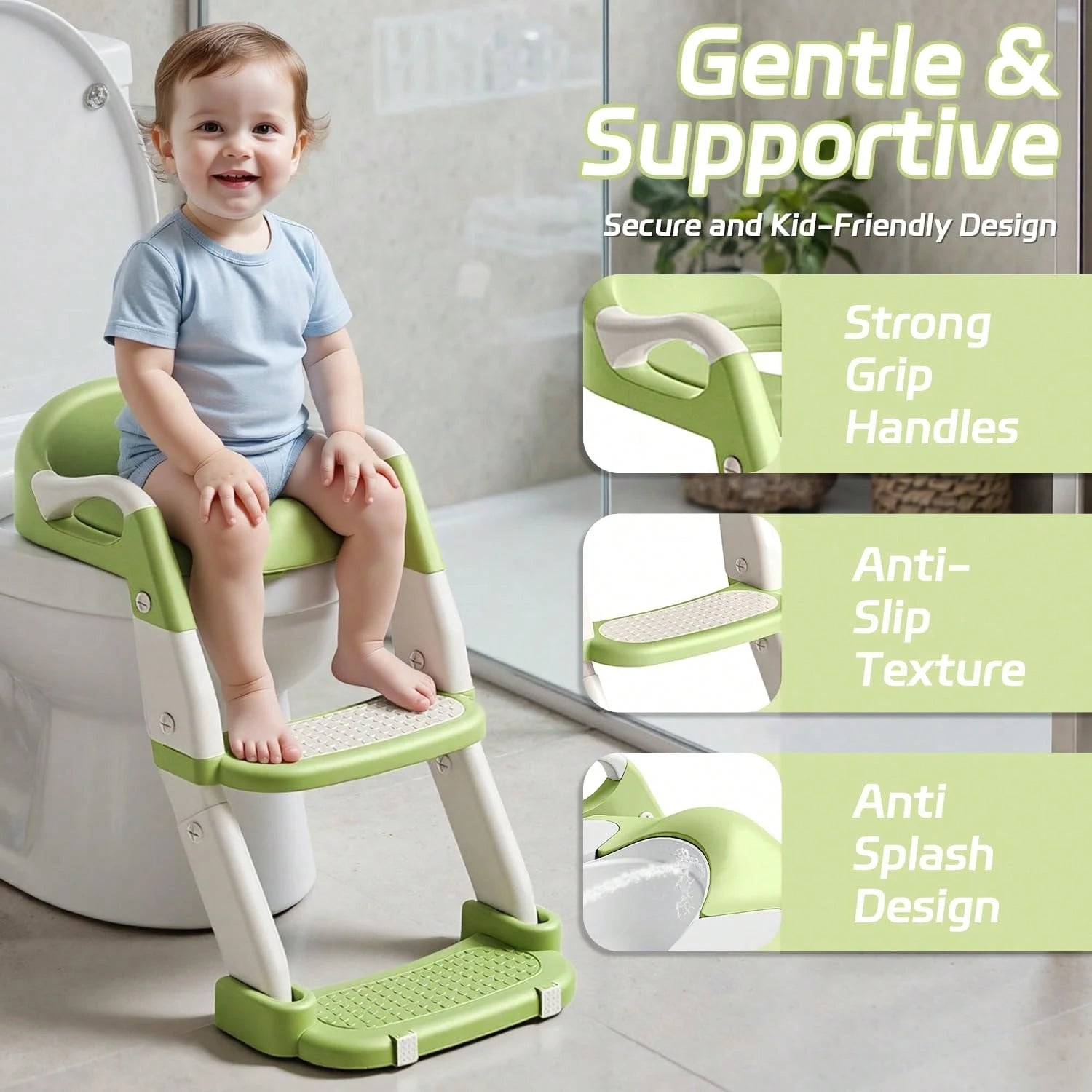 Toddler Potty Training Seat 3-In-1 Foldable Potty Training Toilet With Step Stool Adjustable Potty Chair With Urinals