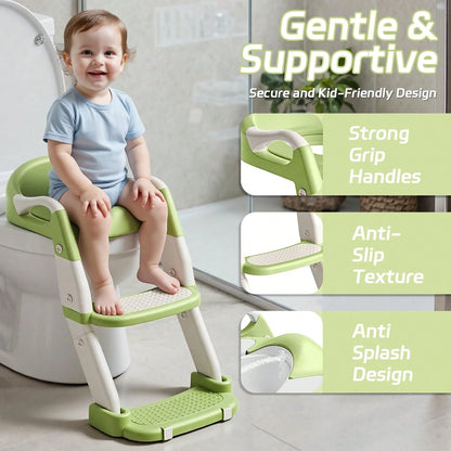Toddler Potty Training Seat 3-In-1 Foldable Potty Training Toilet With Step Stool Adjustable Potty Chair With Urinals