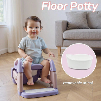 Toddler Potty Training Seat 3-In-1 Foldable Potty Training Toilet With Step Stool Adjustable Potty Chair With Urinals