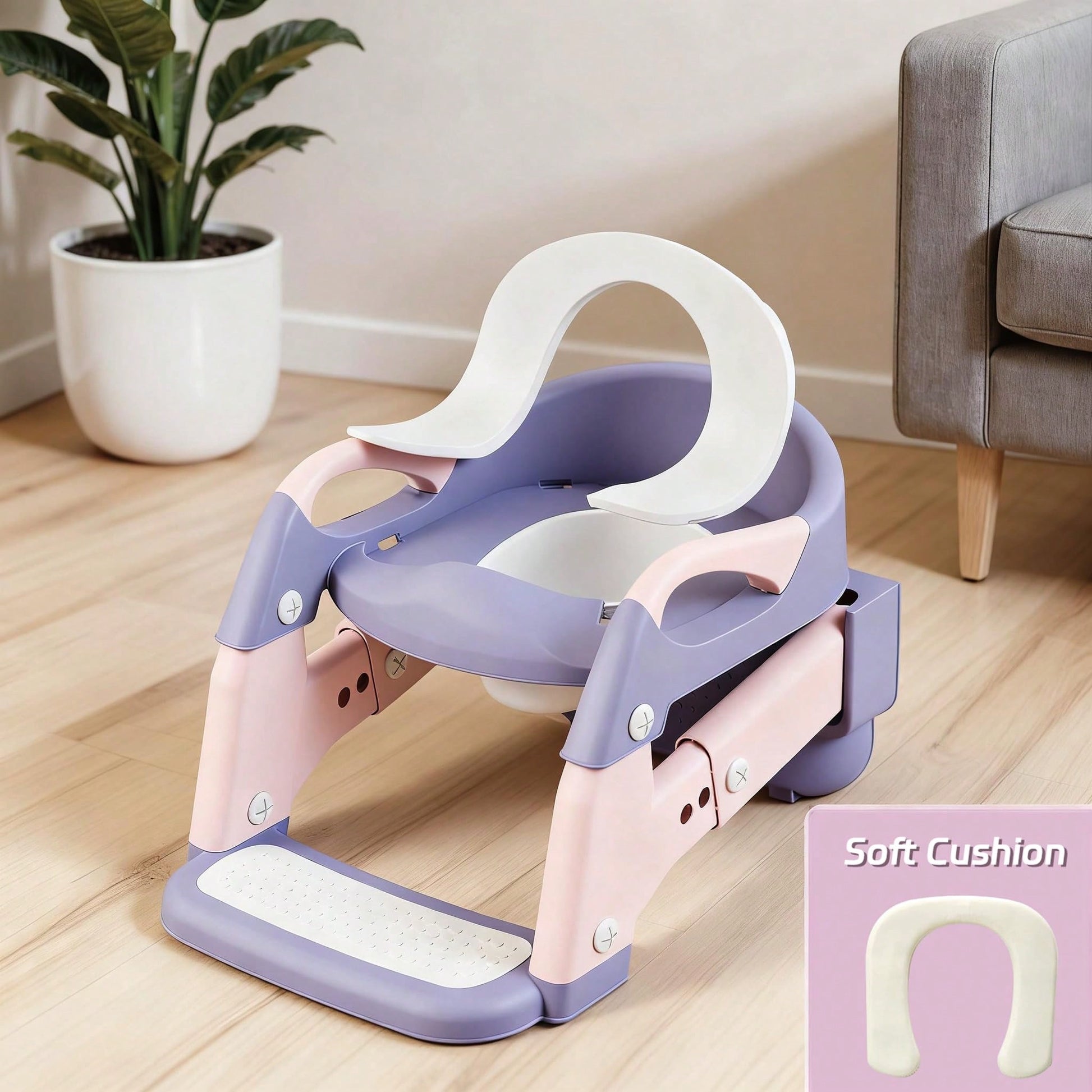 Toddler Potty Training Seat 3-In-1 Foldable Potty Training Toilet With Step Stool Adjustable Potty Chair With Urinals