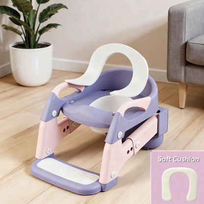 Toddler Potty Training Seat 3-In-1 Foldable Potty Training Toilet With Step Stool Adjustable Potty Chair With Urinals