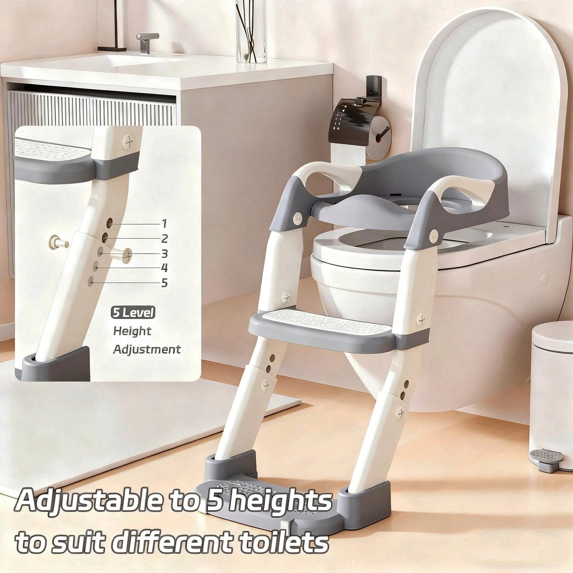 Toddler Potty Training Seat 3-In-1 Foldable Potty Training Toilet With Step Stool Adjustable Potty Chair With Urinals