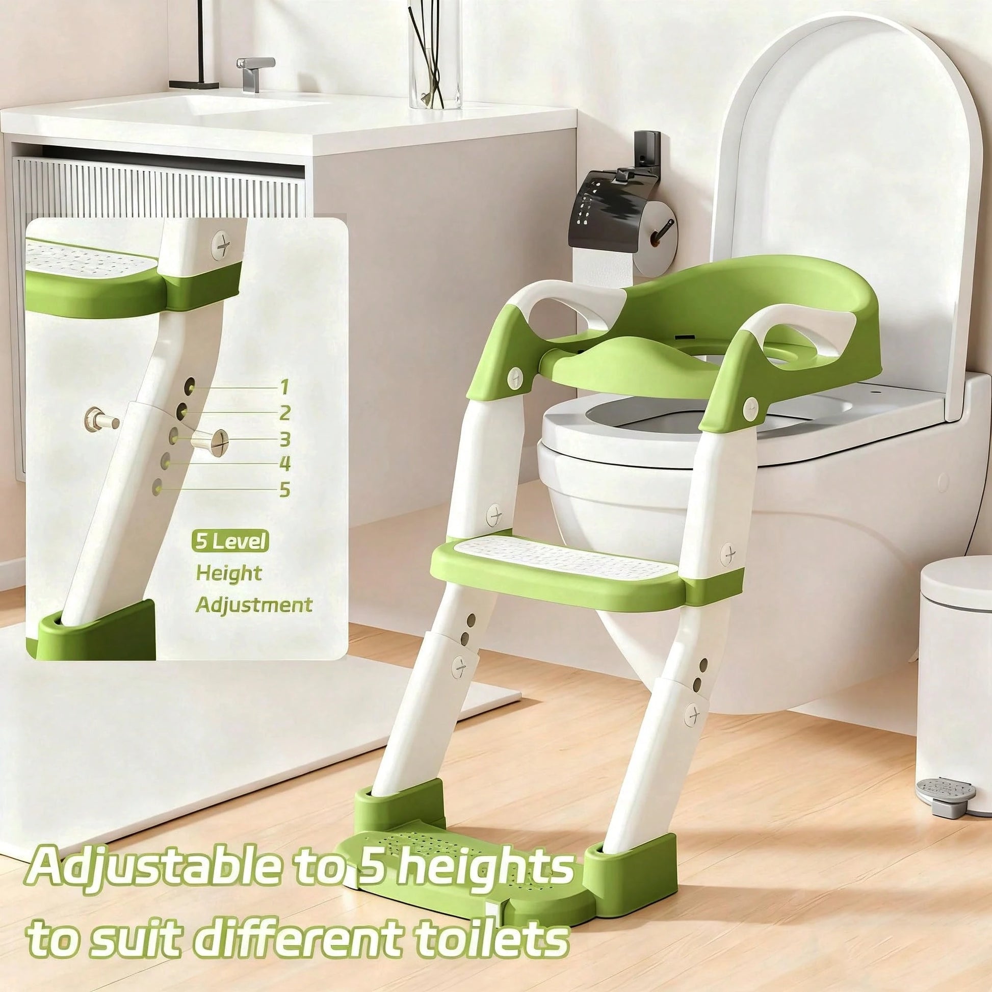 Toddler Potty Training Seat 3-In-1 Foldable Potty Training Toilet With Step Stool Adjustable Potty Chair With Urinals