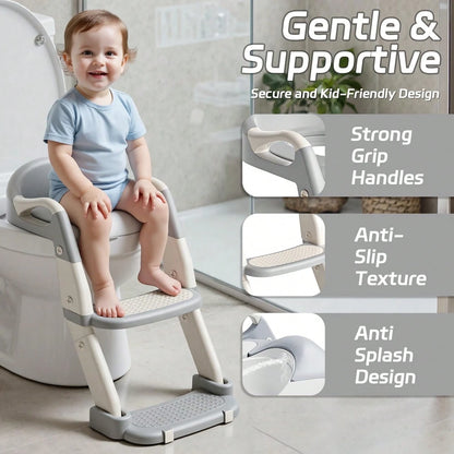Toddler Potty Training Seat 3-In-1 Foldable Potty Training Toilet With Step Stool Adjustable Potty Chair With Urinals