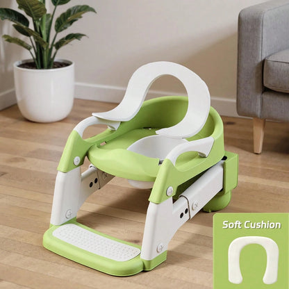 Toddler Potty Training Seat 3-In-1 Foldable Potty Training Toilet With Step Stool Adjustable Potty Chair With Urinals