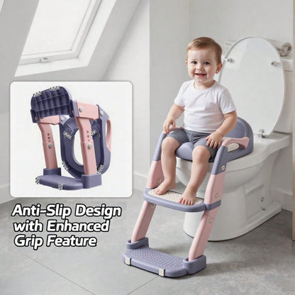 Toddler Potty Training Seat 3-In-1 Foldable Potty Training Toilet With Step Stool Adjustable Potty Chair With Urinals