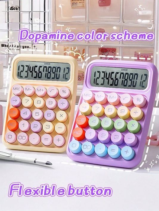 tonxiyuemu 1pc 12-Digit Large Display Dopamine Calculator, Made Of High-Quality Material, Mechanical Keyboard, Suitable For School, Office, Retail, Classroom Prizes, Back To School