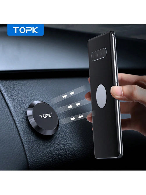 Topk 1pc Magnetic Car Phone Holder, Car Navigation Bracket With Magnetic Attraction, Car Central Console Magnet Phone Holder Compatible With IPhone, Android Phone, Gift For Birthday, Family, Friends C