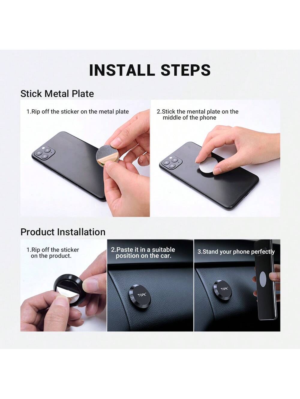 Topk 1pc Magnetic Car Phone Holder, Car Navigation Bracket With Magnetic Attraction, Car Central Console Magnet Phone Holder Compatible With IPhone, Android Phone, Gift For Birthday, Family, Friends C