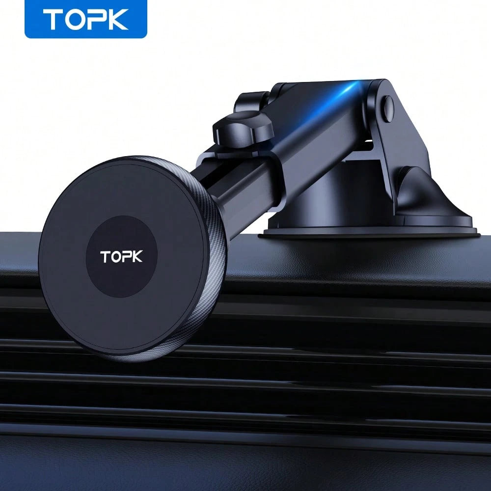 TOPK D48X Magnetic Car Phone Holder Mount, Powerful Magnetism Premium Quality Support Single-Hand Operation Metal Hook Magnetic Car Phone Mount, Powerful Magnetism Premium Quality Support Single-Hand