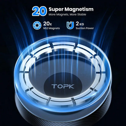 TOPK D48X Magnetic Car Phone Holder Mount, Powerful Magnetism Premium Quality Support Single-Hand Operation Metal Hook Magnetic Car Phone Mount, Powerful Magnetism Premium Quality Support Single-Hand