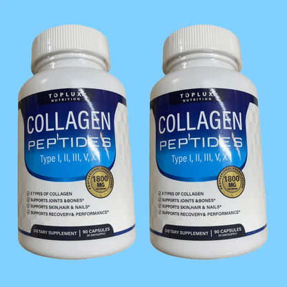 Toplux Multi Collagen Peptides Pills 1800 Mg Complex- Type I, II, III, V, X